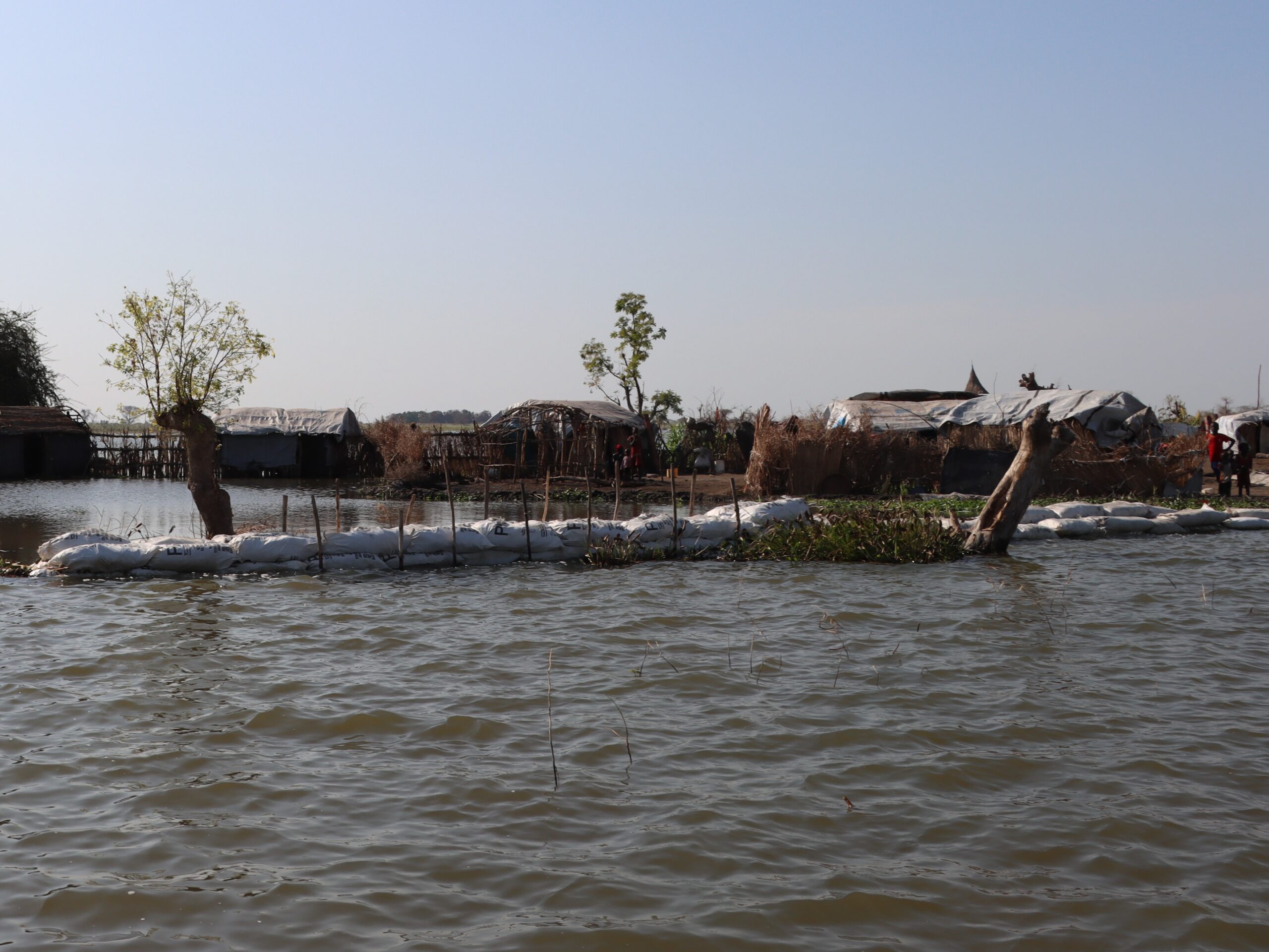 Casas rodeadas por inundaciones